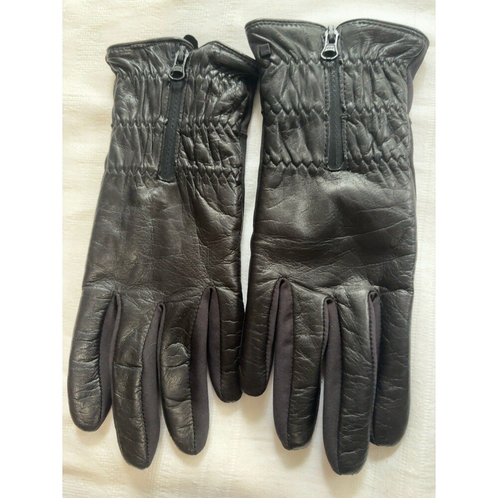 UR Powered Leather 3M Thinsulate Winter Gloves Zip Cuff Black Unisex S/M
